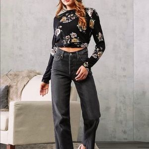 Levi’s Ribcage Straight ankle length black faded